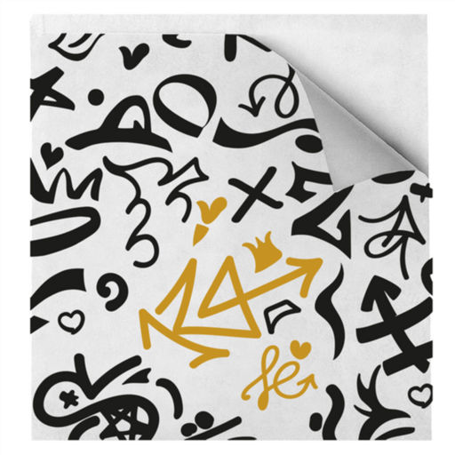 [275.75] Greaseproof Paper Graffiti 2-sides open Pfas Free 17x18cm White Parch (500st/pak)