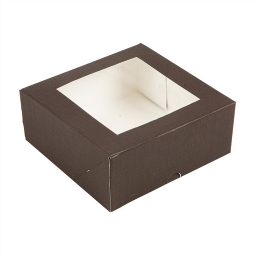 [269.61] Cake Boxes with Window The Pack 18x18x7,5cm Chocolate Cardboard (50st/pak)