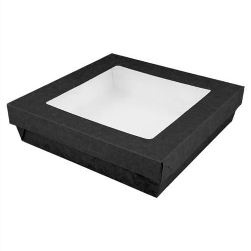 [256.00] Small Boxes+Lids with Window The Pack 750ml 14x14x5cm Black (25st/pak)