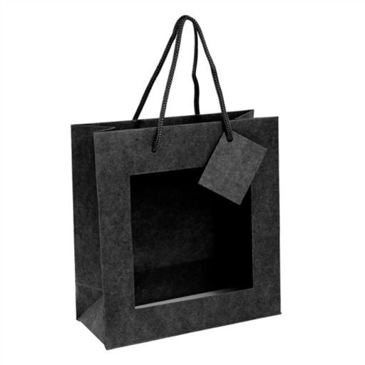 [279.67] Bags with Window 18+8x19cm Black Kraft (per 10 stuks)