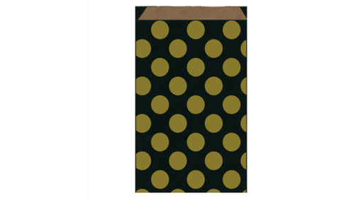 [806.42] Flat Bags - Polka Dots - 19+8x35cm Black Kraft (250st/pak)