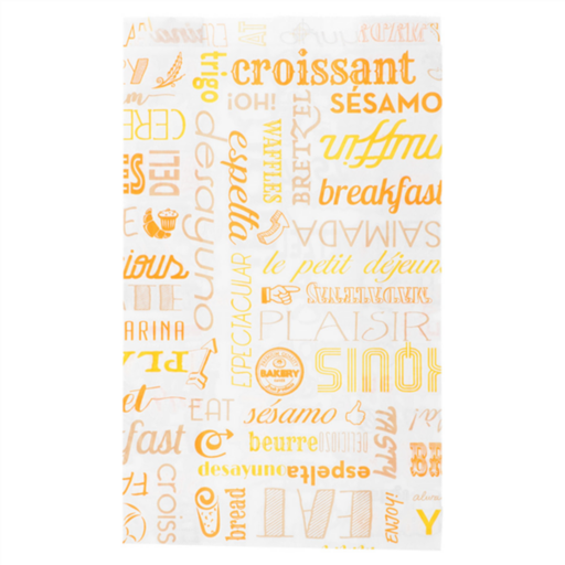 [229.12] Croissant Bags Orange Parole 14+7x22cm White Cellulose (500st/pak)