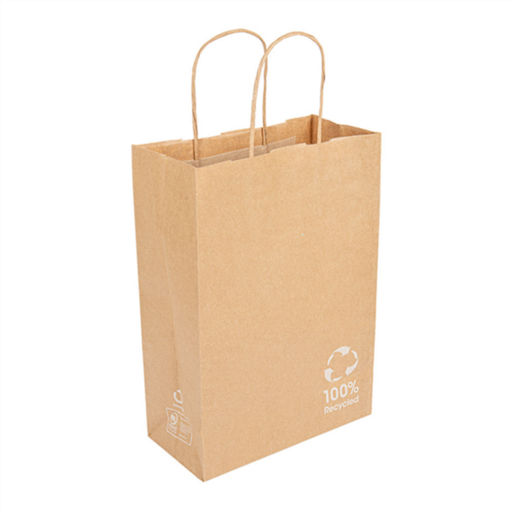 [255.83] Recycled SOS Bags with Handles 20+10x29cm Natural Kraft (250st/doos)