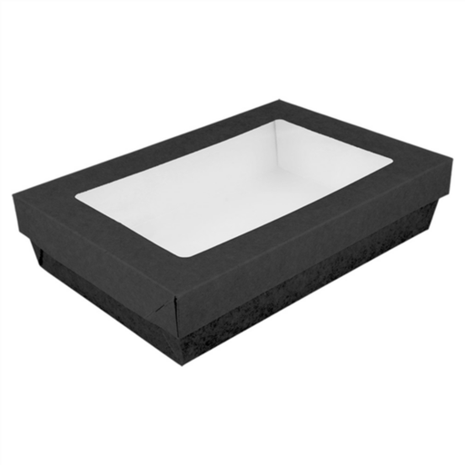[256.02] Small Boxes+Lids with window The Pack 21x14x5cm Black (25st/pak)
