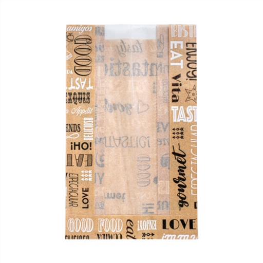 [276.15] Bags with Window "Pfas Free" Parole 12+7x18cm Natural Parch (250st/pak)