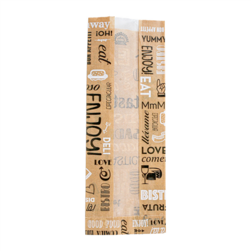 [276.17] Bags with Window "Pfas Free" 9+5x23cm Natural Greaseproof Parch (250st/pak)