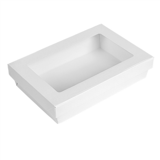 [255.98] Small Boxes+Lids w/window The Pack 1300ml 21x14x5cm White cardboard (25st/pak)