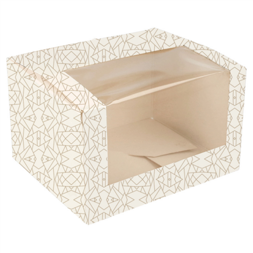 [256.11] Cake Boxes w/window The Pack "Deco" 13x11x8cm White Cardboard (50st/pak)