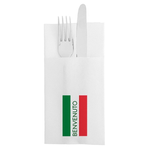 [270.931] Kangaroo Napkins Double Point "Benvenuto" 39x40cm White tissue (50st/pk)