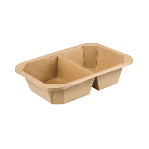 [278.26] Containers with Compartments 900ml 21,6x15,4x4cm Natural Kraft (50st/pak)