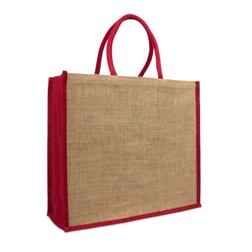 [DJK008] Jute Shopper met rode zijkant FFP 45+17x40cm (per stuk)