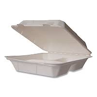 [HC8FBR3] Molded fiber medium Tray 3-comp clam 8x8x3" (200/cs)