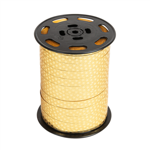 [279.49] Ribbon 10mm 225mtr Gold "Miroir Stars" (per rol)