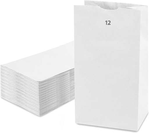 [12WHT1] Grocery Bag paper white 12 lb (500st/pak)