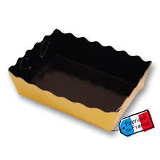 [147.481] Double side patisserie containers 19x12x3,5cm Gold/Black cardboard (per stuk)