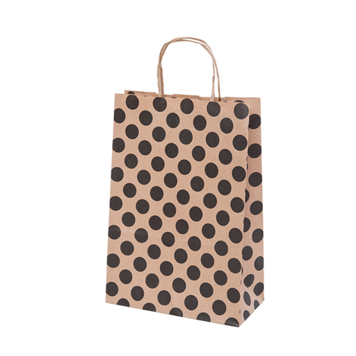 [192.51] SOS bag with handles 20+10x29cm Natural Kraft Polka Dots (250st/doos)