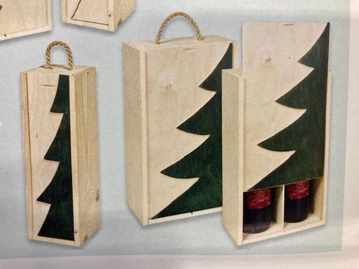 [199.91] 2-fles wijnkist "Fir Tree" Green Wood (Per stuk)