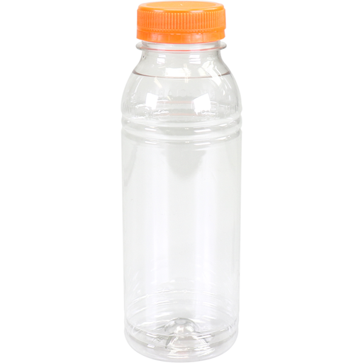 [4499101] PET fles Rond/Transparant 330ml incl. oranje dop (45st/doos)