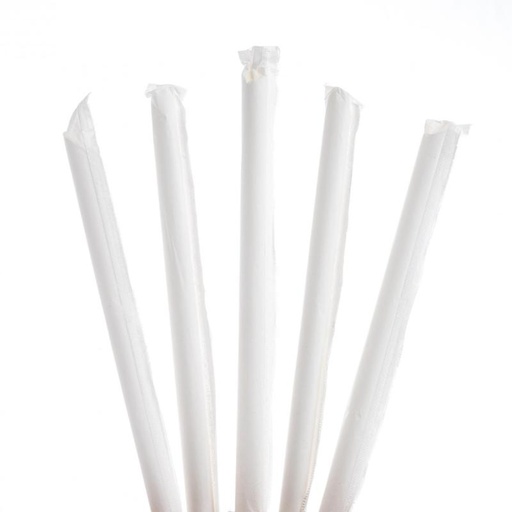 [6001941] Paper straw 7.75" Large White Wrapped (200st/pk)