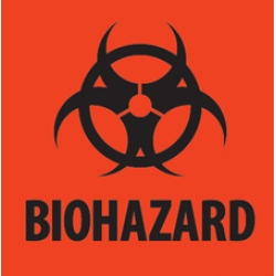[DL12831] Label 4"x4" Biohazard RED Flourescent per stuk