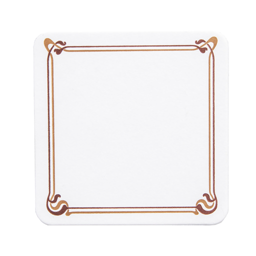 [110.19] Coasters 8,5x8,5cm White Cardboard / Design "Maxim" Brown-Ocher (500st/pak)