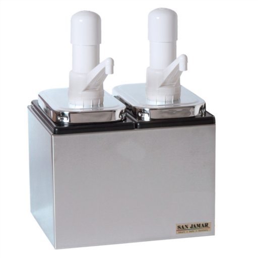 [123.45] Condiment dispenser 2 pumps 2x2,36L 24,7x19,6x32cm Silver Stainless Steel (1 unit)
