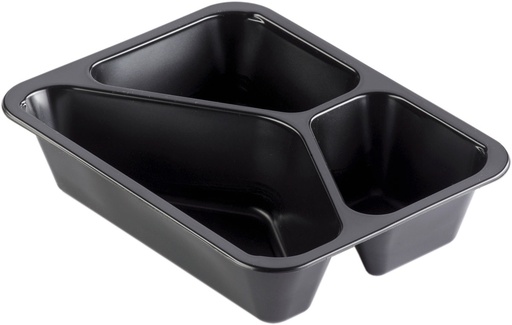 [160065] Duni menuschaal PP Black 3-comp 227x178x50mm / 216 st/ds