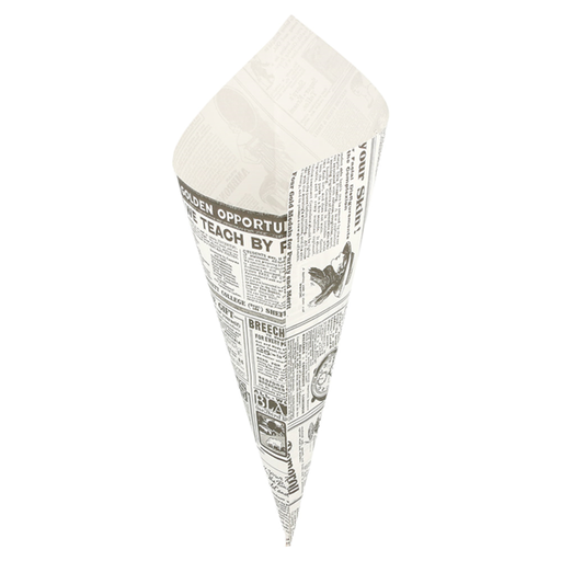 [167.43] Puntzakken K21 (29,5x21cm)paper Cones "Krant/Times" Greaseproof (250st/pak)