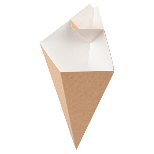 [169.16] Fries cones with flaps / Karton Puntzak The Pack w/portioncup 250G Eco-Kraft  200/pk