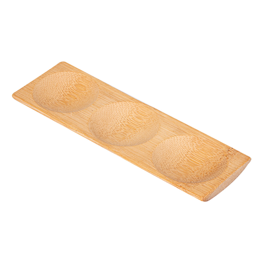 [170.24] Triple dish plate bamboo 18x5,5x1cm (per 12 stuks)