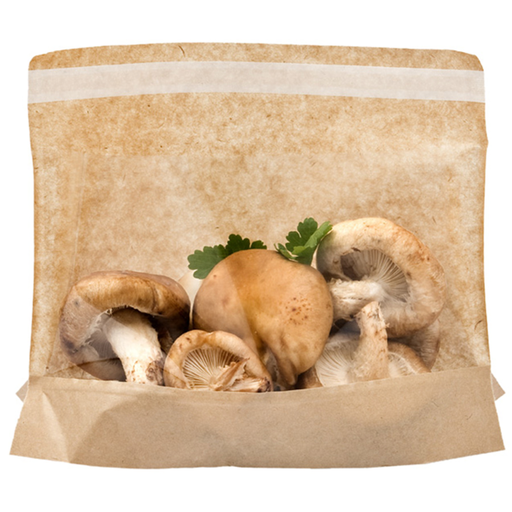 [173.09] Bag with base and window self-sealing 21x16/12x3cm Natural Kraft (100st/pak)