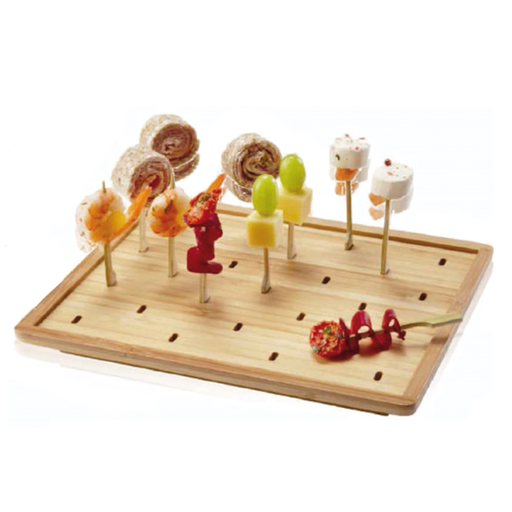 [191.76] Tray for 25 "golf" picks 25x20cm Natural Bamboo (per stuk)