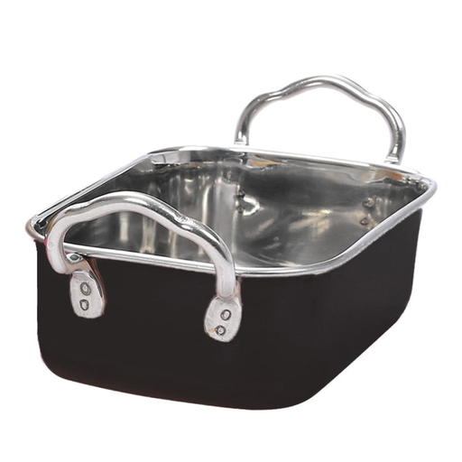 [198.88] Mini Pan w/handles  14x9,5x4,5 Black Stainless Steel per pc