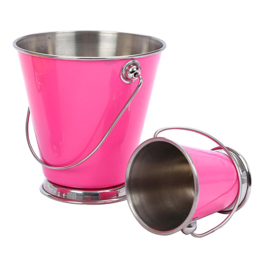 [198.95] Mini Ice Bucket 9x9cm Pink Stainless Steel per pc