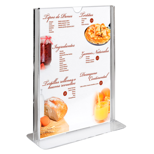 [199.66] Table Top Vertical Menu stands 2x29.7cm A4 Clear (per stuk)