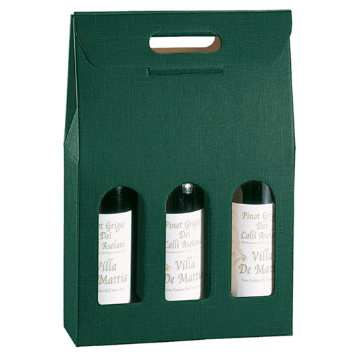[201.49] 3-fles wijndoos 27x9x38,5cm Groen (per stuk)